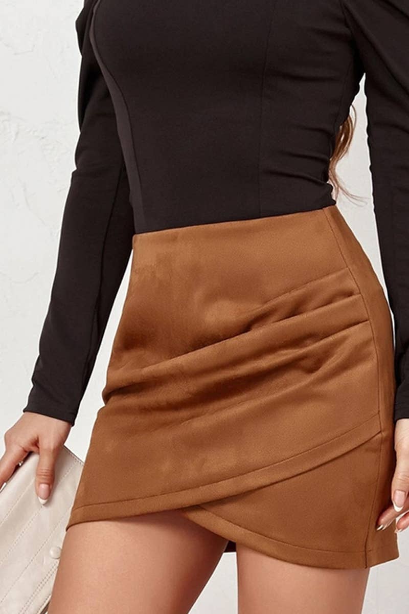 High Waist Wrap Mini Skirt