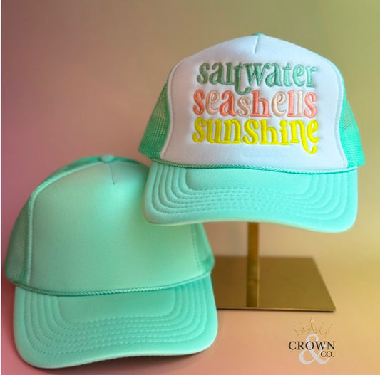 Saltwater, Seashells and Sunshine Trucker Hat