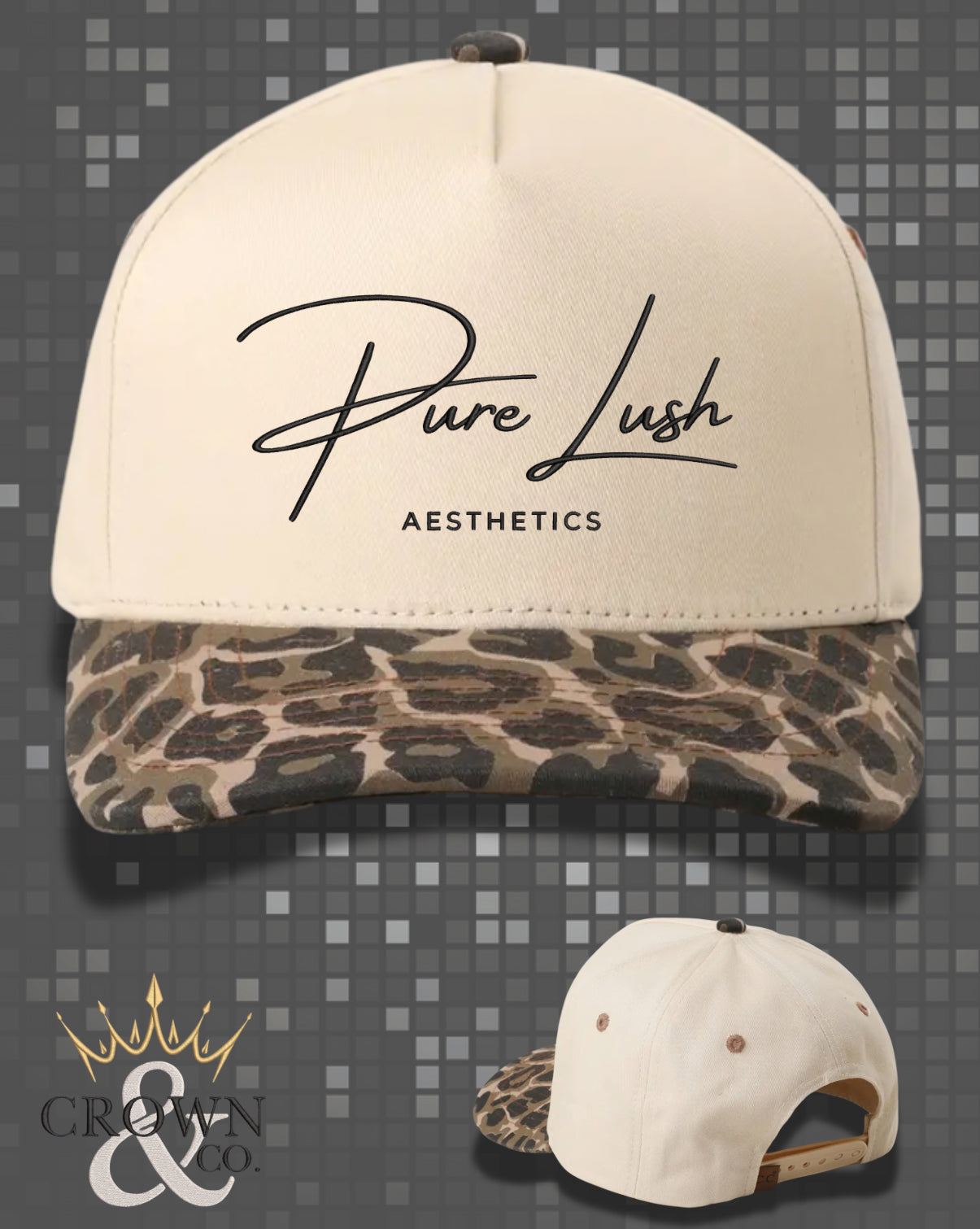 Pure Lush Leopard Print Embroidered Cap