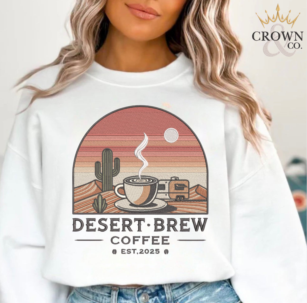 Desert Brew Full Front Embroidered Logo Sweatshirt (Extended Sizes)