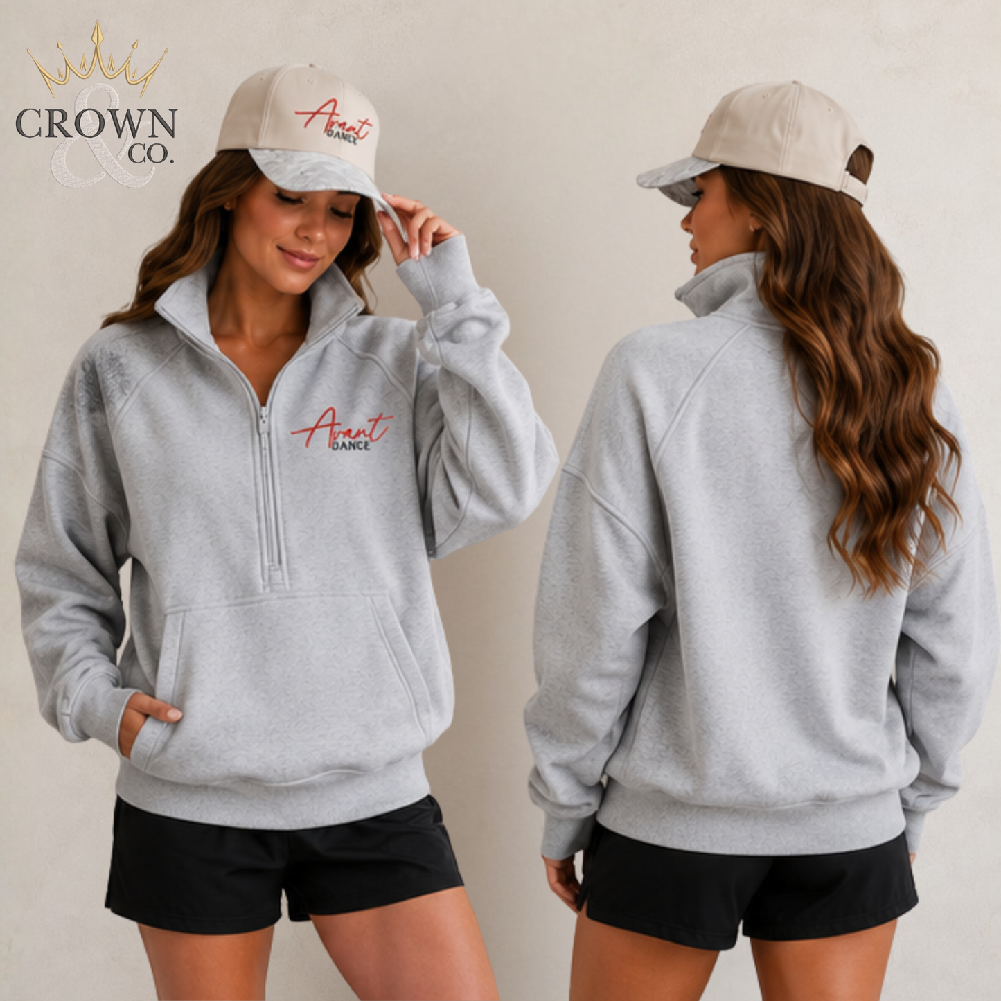 Embroidered 1/4 Zip Sweatshirt