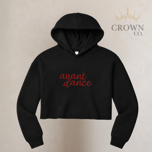 Embroidered Cropped Fleece Hoodie