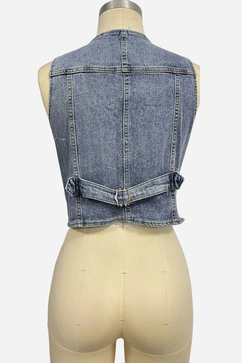 Button-Front V-Neck Vest
